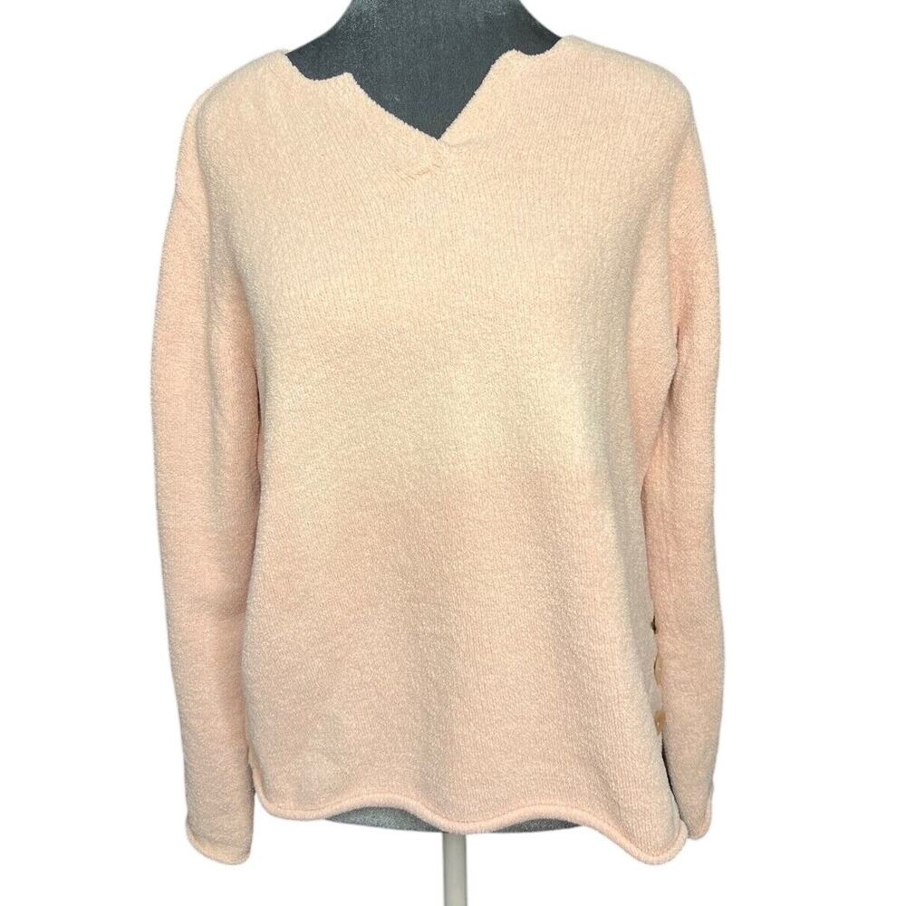 J.Jill Fleece Size Small Vneck Sweater w/Buttons Down Side